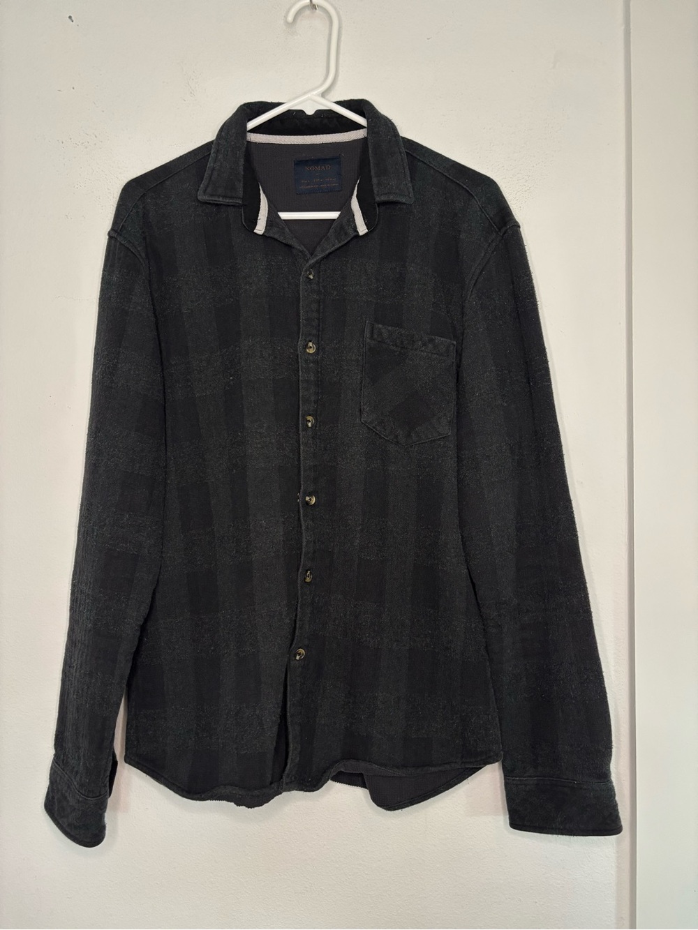 NOMAD DEEP GREY PLAID THERMAL BUTTON UP MENS SHIRT JACKET SZ LARGE